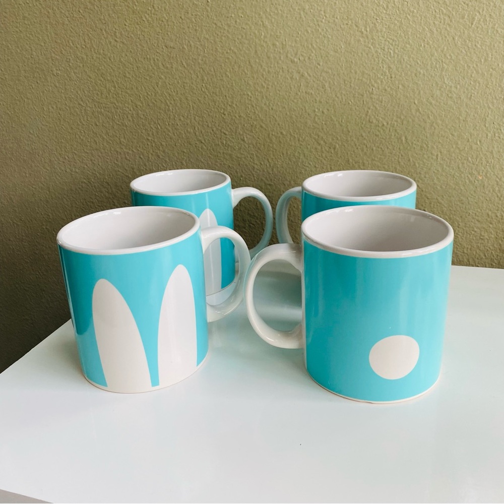 TMD Mug Set of 4 - Bunny Rabbit Ears & Cotton Tail - Oversized - Ceramic NWT